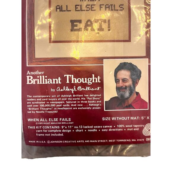 Vintage When All Else Fails Eat Needle Treasures JCA Needlepoint Kit 06537 - Picture 4 of 6